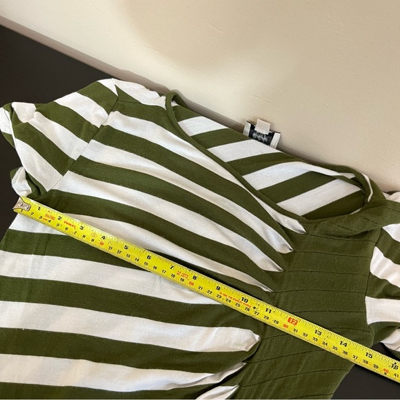 Eci Ivory and Olive Striped Asymmetrical Top - Picture 8 of 10